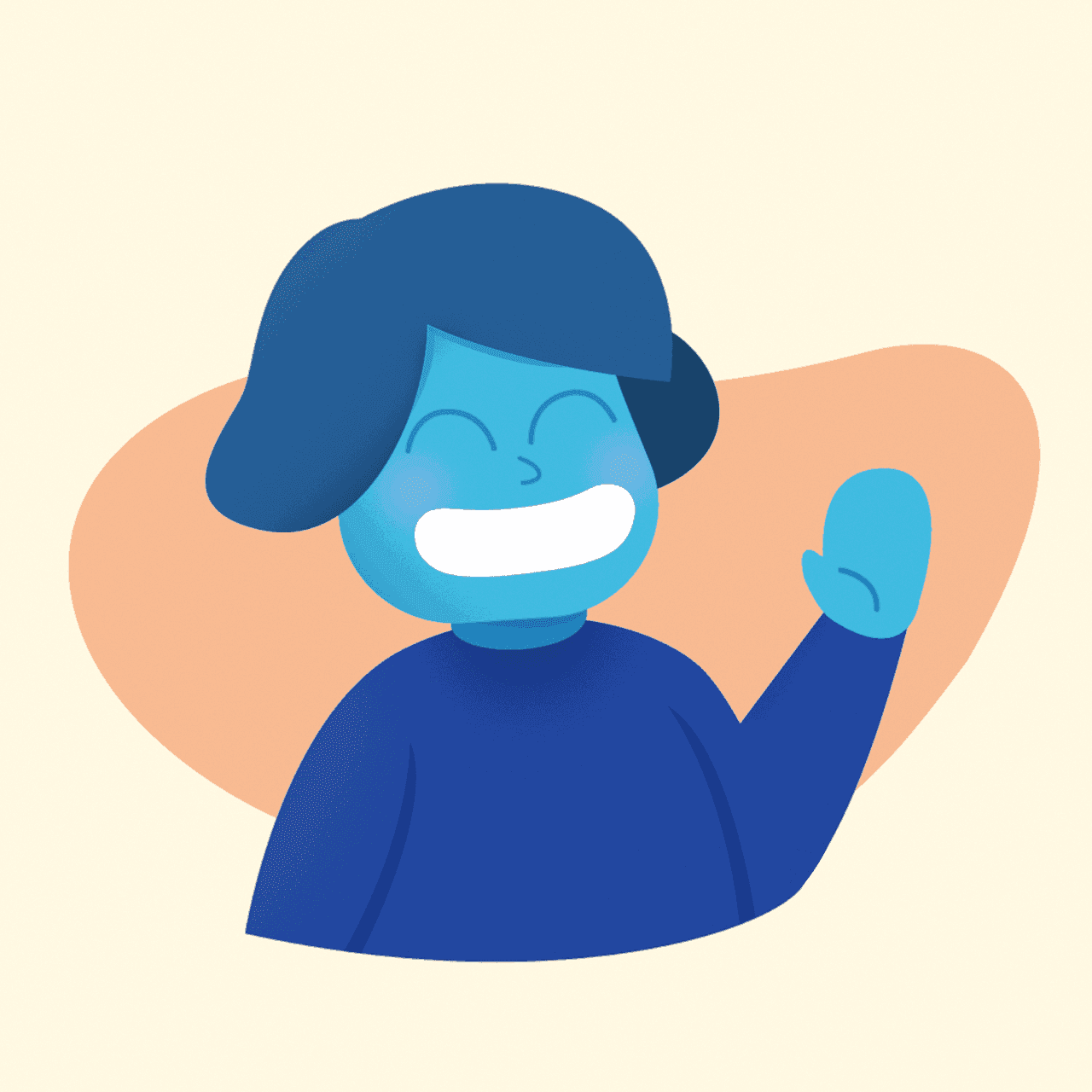 Blue character illustration